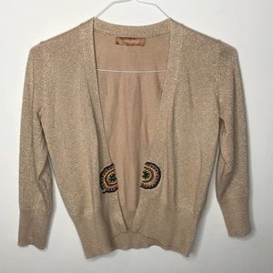 ELLEN TRACY Women's Gold Open Front Cardigan